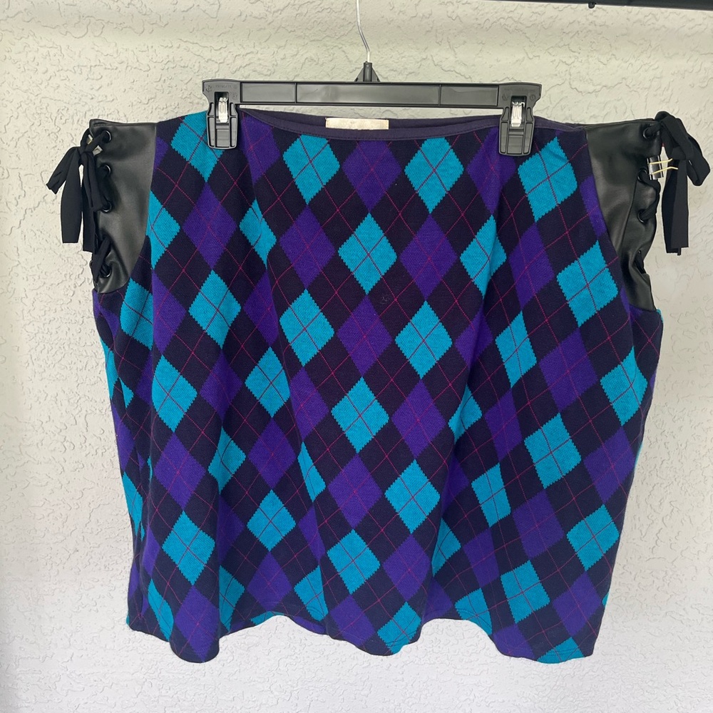 Stylish Argyle Pattern Skirt - Blue and Purple